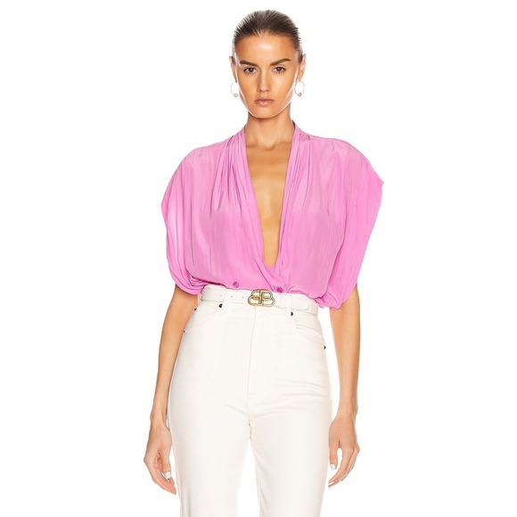 Smythe Yoda Blouse Baby Light Pink Double Breasted Medium‎ Barbiecore Romantic - Picture 4 of 15